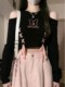 Sweet and spicy off-shoulder knitted long-sleeved T-shirt for women in spring and autumn new large-size fat sister straps butterfly slim top
