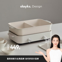 Olayks Instant Multi-Functional Cooking Pot for Home Use, Grilling and Boiling All-In-One Pot, Barbecue, Steaming, Frying, Stewing, Electric Hot Pot