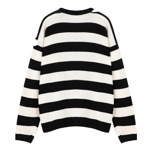 MaisonMargielaxTommyCash co-branded long-sleeved embroidered striped ...