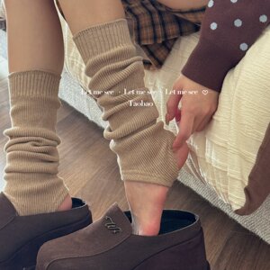 
LET ME SEE Korean-style socks, knitted calves solid color vertical strips, slimming legs, women's socks