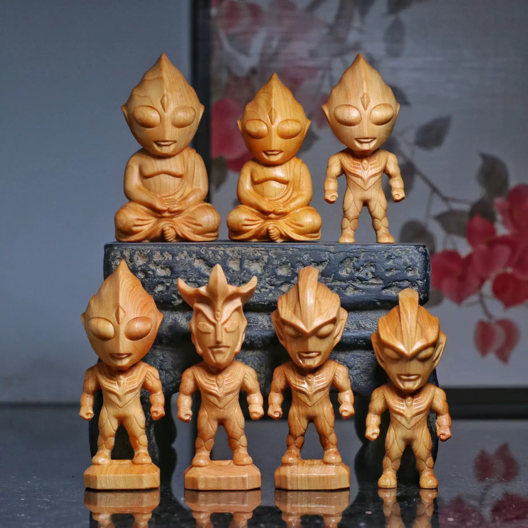 崖柏木の八仙过海　置物　彫り物D.54 崖柏木雕八仙過海擺件手工中式木雕裝飾人物神像