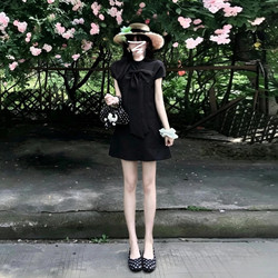 Tea Break French-Style Black Bow Dress for Women, Summer 2026 New Popular Model, Unique and Beautiful Short Dress