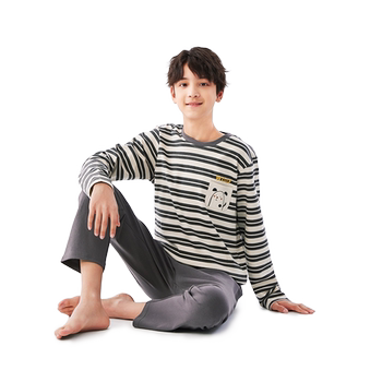 Cat man children's long-sleeved pajamas pure cotton boy printed cotton home clothes big children autumn suit spring and autumn little boy
