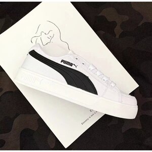 
PUMA Puma new black and white low top casual canvas shoes small white shoes men and women couples 374754-01