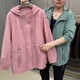 2025 spring new model plus fat plus size fat sister hooded thin solid color jacket middle-aged and elderly fashionable mother suit
