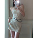Sexy one-shoulder strapless dress for women's spring black short skirt short skirt small casual dress
