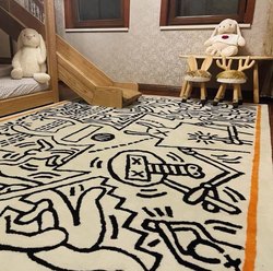 Keith Haring Carpet, Living Room Coffee Table Rug, Bedroom Children's Bedside Rug, Large Area Full Coverage, Machine Washable Entrance Mat