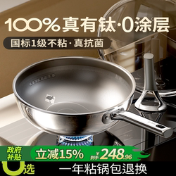 Real Titanium Promax Non-Coated Non-Stick Frying Pan for Cooking, Suitable for Home Use with Induction Cookers and Gas Stoves, Flat-Bottomed Stainless Steel Pan