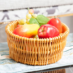 Rattan Storage Basket Wicker Pastoral Fabric Cosmetics Wicker Storage Basket Desktop Storage Box Rattan Woven Basket Round