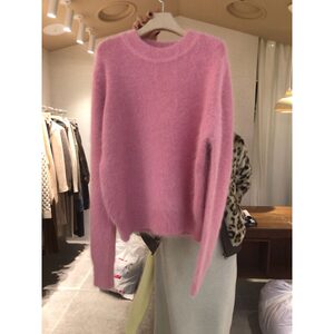 
Korean Dongdaemun spring new fashionable rabbit fur solid color pullover round neck temperament versatile mink velvet long-sleeved sweater for women