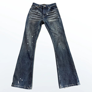 
Cleanfit style heavy bootcut wash cat whisker dirty dyed jeans micro-flare slim fit old trousers men