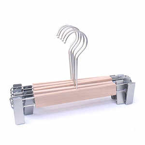 
Clothing store special solid wood trouser clips for children and women's trouser racks seamless wooden skirt clips raw wood unpainted silver gold