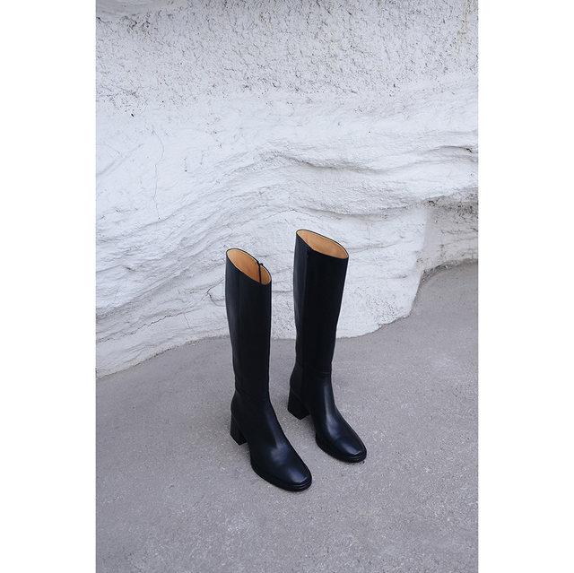 IORE designer original minimalist versatile wild leather thick heels and knee boots but knee boots