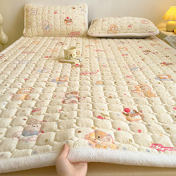 Cartoon Milk Velvet Mattress for Home Bedroom Soft Cushion Coral Fleece Mattress Pad Quilt Winter Dormitory Student Single Bed
