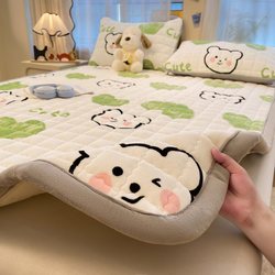 Thickened Milk Velvet Bed Protector, Winter Fleece Mattress Pad, Student Dormitory Single Bed Mattress, Coral Velvet Bed Sheet