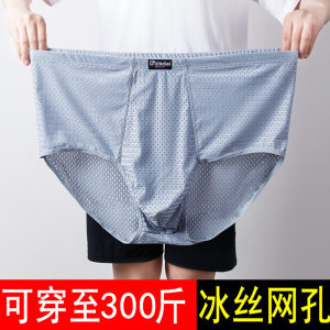 Ice silk mesh pants mesh mesh men's triangle fat plus fertilizer increase size 200*0.5kg300 shorts head summer breathable
