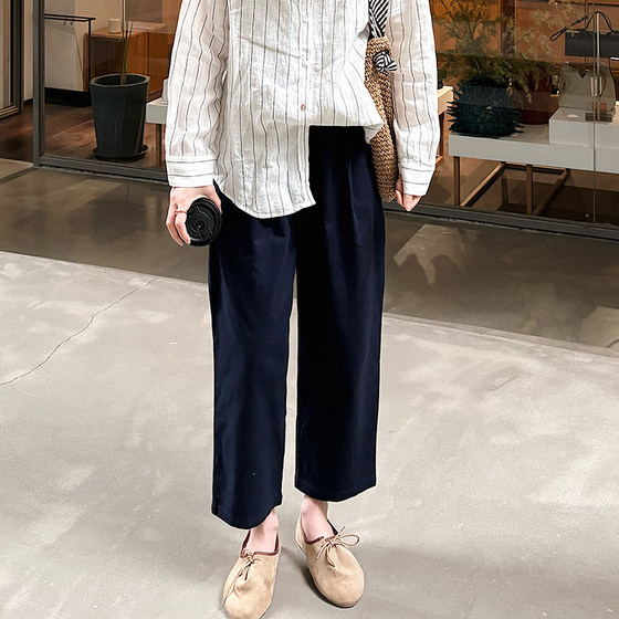 
Korean single, super correct version, transforms into chopstick legs in seconds, plus size, slim and slim, cotton and linen pencil pants, nine-minute pants