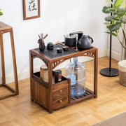 Gỗ nguyên khối đơn giản trà di động pha trà tích hợp bàn trà đá đen tự nhiên thoát nước khay trà nhỏ bàn trà ban công bàn cà phê