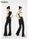 Black high-waisted suit bell-bottom pants for women 2025 summer thin slim fit slim drooping small slit slit slit trousers