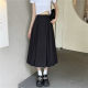 College style gray suit pocket pleated skirt mid-length large size high waist slim design casual and versatile long skirt