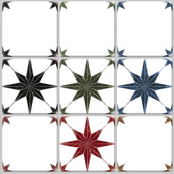 Nordic Blue Star Pattern Tiles 200×200 for Guesthouse Bathroom Balcony Artistic Non-Slip Small Floor Tiles Terrace Tiles