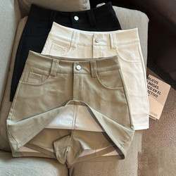 Plus-Size Khaki High-Waisted Skirt Pants with Pockets, Casual Half Skirt for Women, Summer Anti-Exposure Elastic Bodycon A-Line Short Skirt