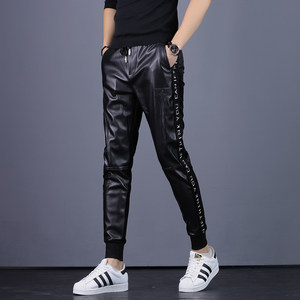 
2025 New High-End Men's Leather Pants Trendy Brand Korean Style Casual Men's Pants Slim Corduroy Pants Men's AB Face Men's Pants
