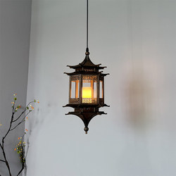 Song-Style Aesthetic Chandelier, Zen Tea Room Special Lamp, Chinese-Style Wooden Hexagonal Pavilion, Entrance Hall Art Small Chandelier