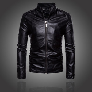 Spring and autumn new men's casual jacket foreign trade large -size PU leather jacket motorcycle locomotive stand -up collar youth jacket
