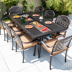 Outdoor Barbecue Table and Chairs Courtyard Open-Air Charcoal Grill Villa Garden Leisure Home European-Style Outdoor Cast Aluminum Electric Grill Table