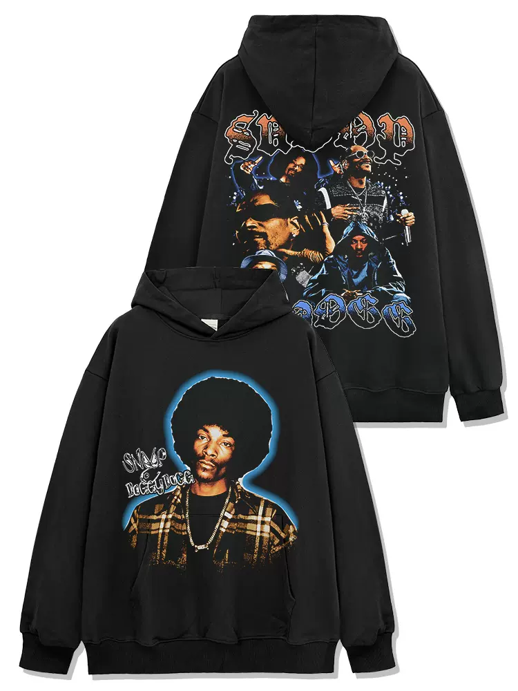 狗爷snoop dogg西海岸嘻哈说唱美式街头复古印花做旧水洗连帽卫衣