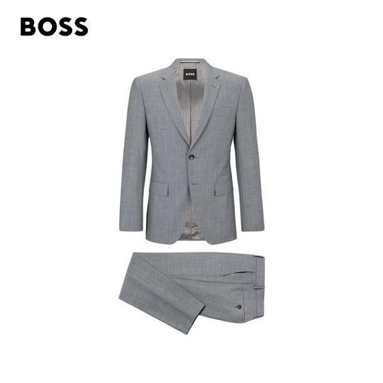 ヒューゴボス メンズ 100% ウール スリムフィット スーツ