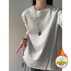Men's American high street heavyweight sweatshirt long-sleeved T-shirt Mamba cotton basic cleanfit threaded splicing top