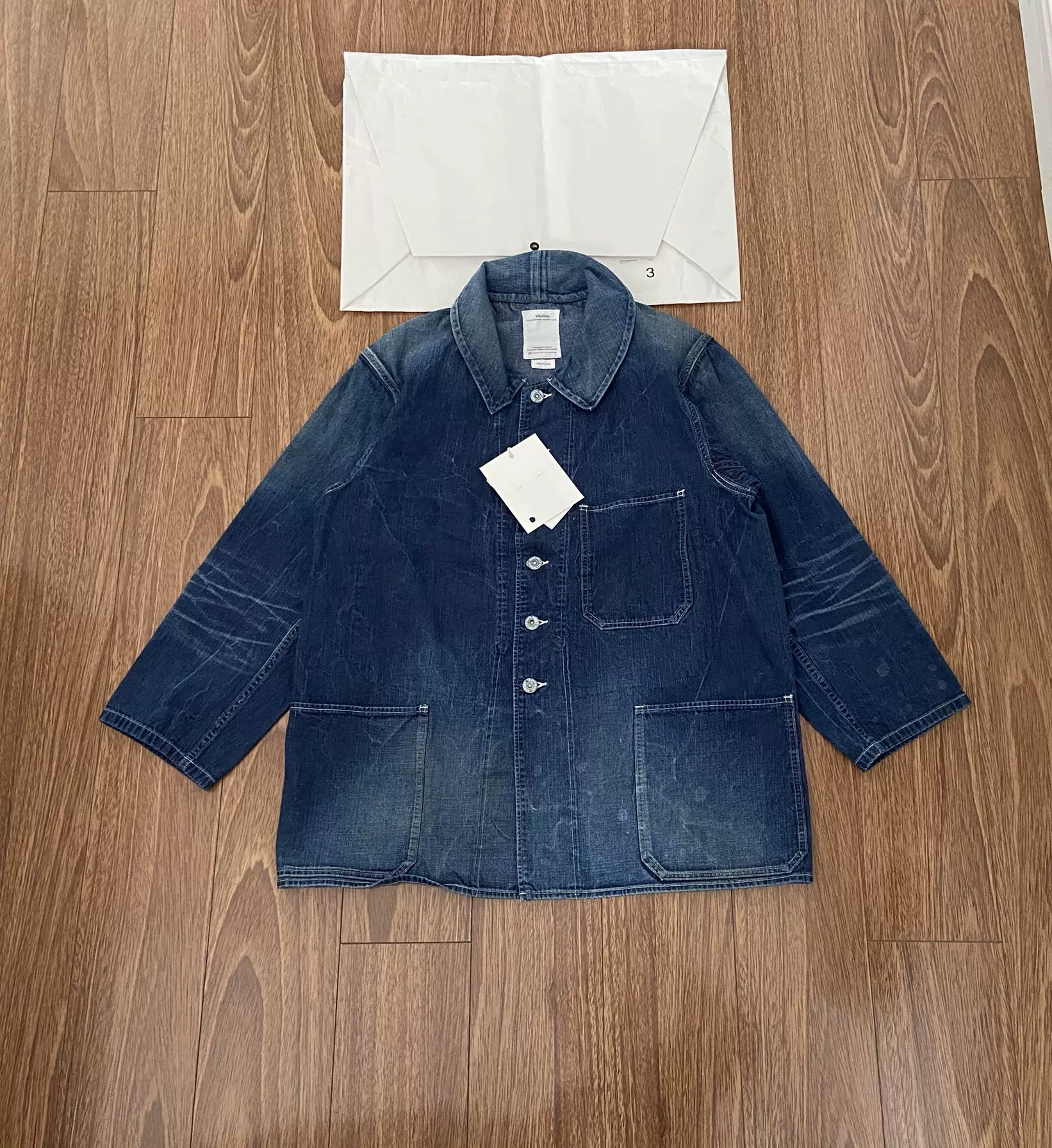 VISVIM SS BUCKY COVERALL DRY DENIM泼墨牛仔夹克外套-Taobao