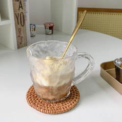 Glacier Glass Cup with Handle, High Aesthetic Value, ins Frosted Style Cup, Household Drinking Cup, Women's High-End Feel, Internet Celebrity Style