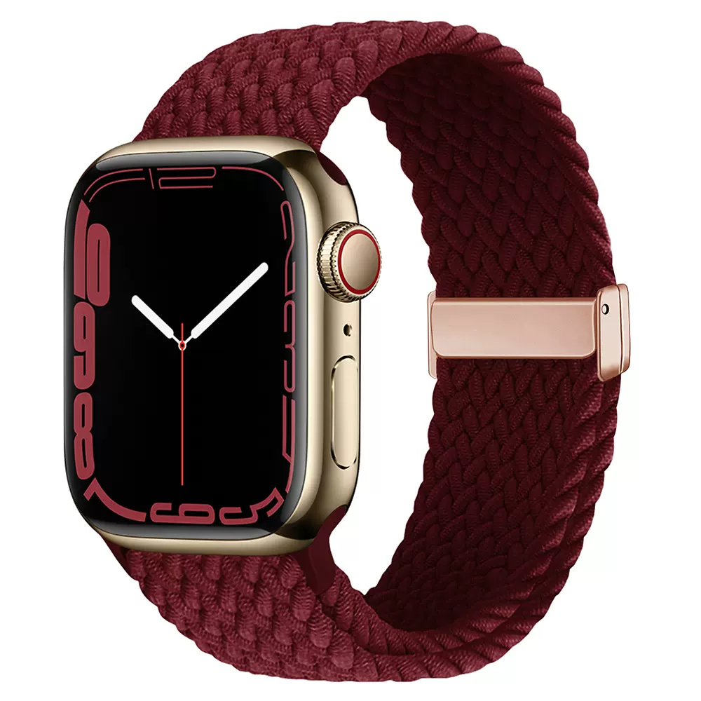 新年红色回环磁吸扣适用applewatch表带iwatchs9苹果手表带se编织弹力 