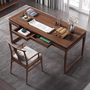 
New Chinese style North American black walnut solid wood desk long desk home study calligraphy calligraphy painting desk writing desk