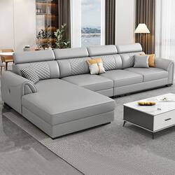 Complete Set of Cat Claw Leather Sofa, Suitable for Large and Small Living Rooms, Casual L-Shaped Sofa, Simple Modern Washable Fabric Sofa, Nordic Style