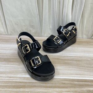 
Lady Shoes foreign trade original single women's shoes genuine leather fashion round toe solid color thick bottom belt buckle new fashion sandals