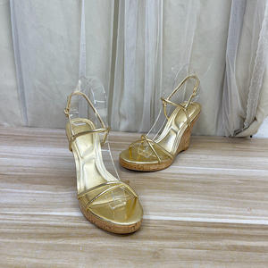 
Lady Shoes Foreign Trade Original Women's Shoes Slightly Flawed Fashion Round Toe Solid Color Wedge One-Buckle Fashion Sandals