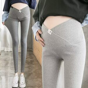 
Clearance maternity leggings spring and autumn threaded pure cotton cross low-waist casual trousers trendy moms wear outside without tightening the belly