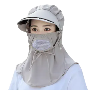防晒帽子全脸遮阳帽女护颈一体口罩防沙尘带面罩神器脖子学车颈部-Taobao