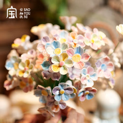 Jingdezhen High-Temperature Handmade Ceramic Flower Artificial Flower Vase Eternal Flower Bouquet Decorative Ornament Gift for Girlfriend