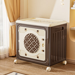 High-End Vintage-Style Storage Box, Large Capacity, Extra-Large, Thickened Clothing Storage Box, Quilt Storage Cabinet with Wheels