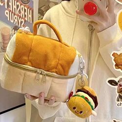Cute Cream Toast-Style High-Appearance Cosmetic Bag, Portable Large-Capacity Partitioned Skincare and Toiletry Bag for Travel Storage