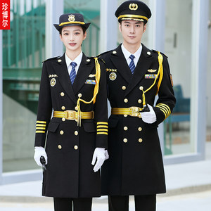 
Security woolen coat work clothes for men and women winter property image post concierge uniform thickened long wool coat