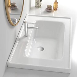 Countertop Basin Semi-Embedded Single Basin Integrated Ceramic Cabinet Basin Bathroom Washbasin for Home Use Face Washing Hand Washing Basin