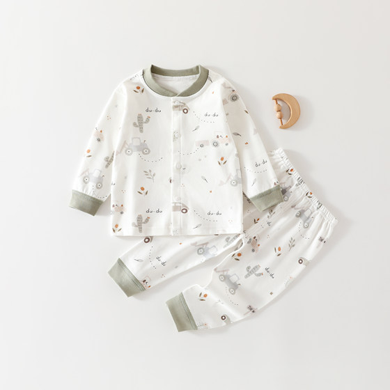 
Infant split cardigan set spring and autumn male and female baby pajamas pure cotton boneless winter bottoming baby autumn clothes and autumn pants