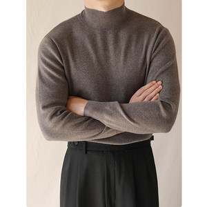 
Half turtleneck sweater for men, spring and autumn pullover, warm, slim, no-iron knitted sweater, business casual solid color gentleman's bottoming shirt
