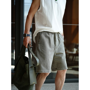 
American high street simple basic solid color knitted shorts men's summer trend new elastic waist casual five-point pants